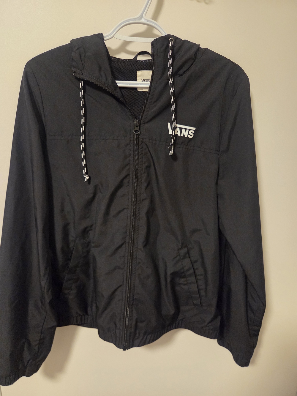 Vans Black Windbreaker Jacket with Hood